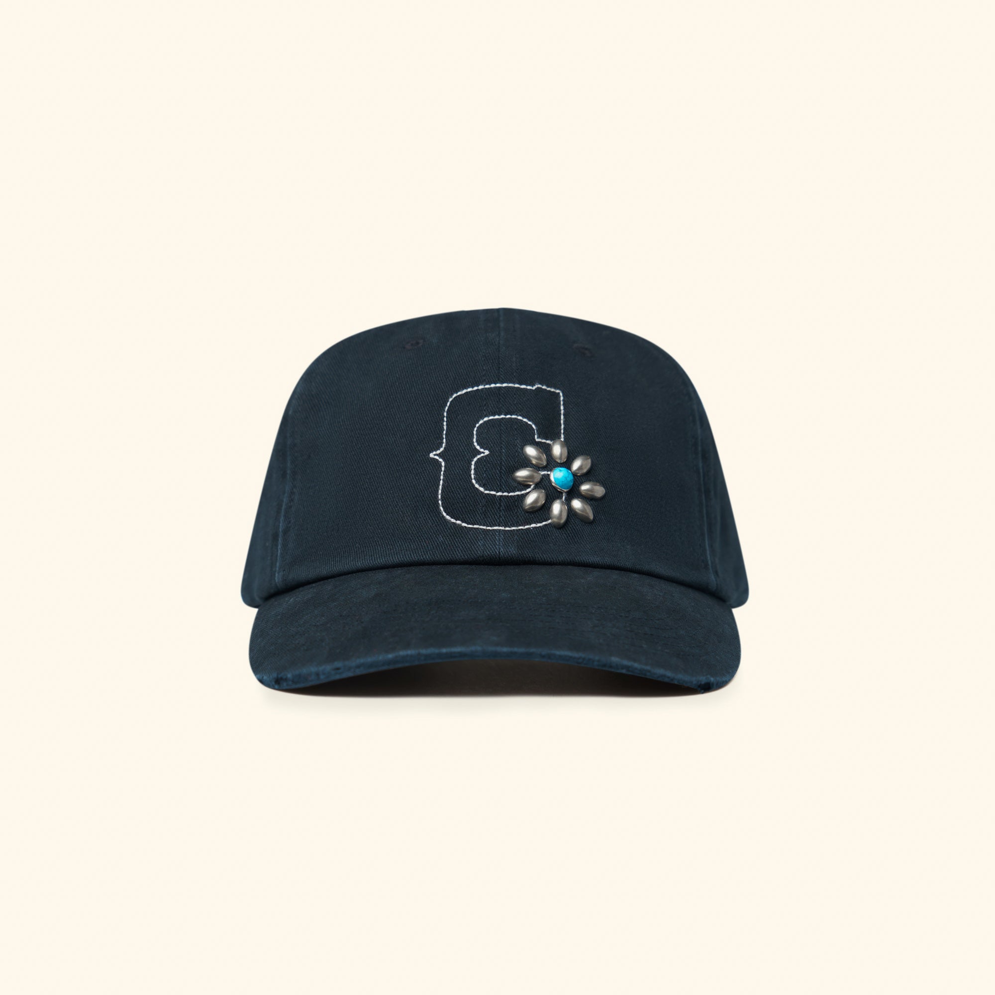 Image of Studded Unstructured Hat (Black)