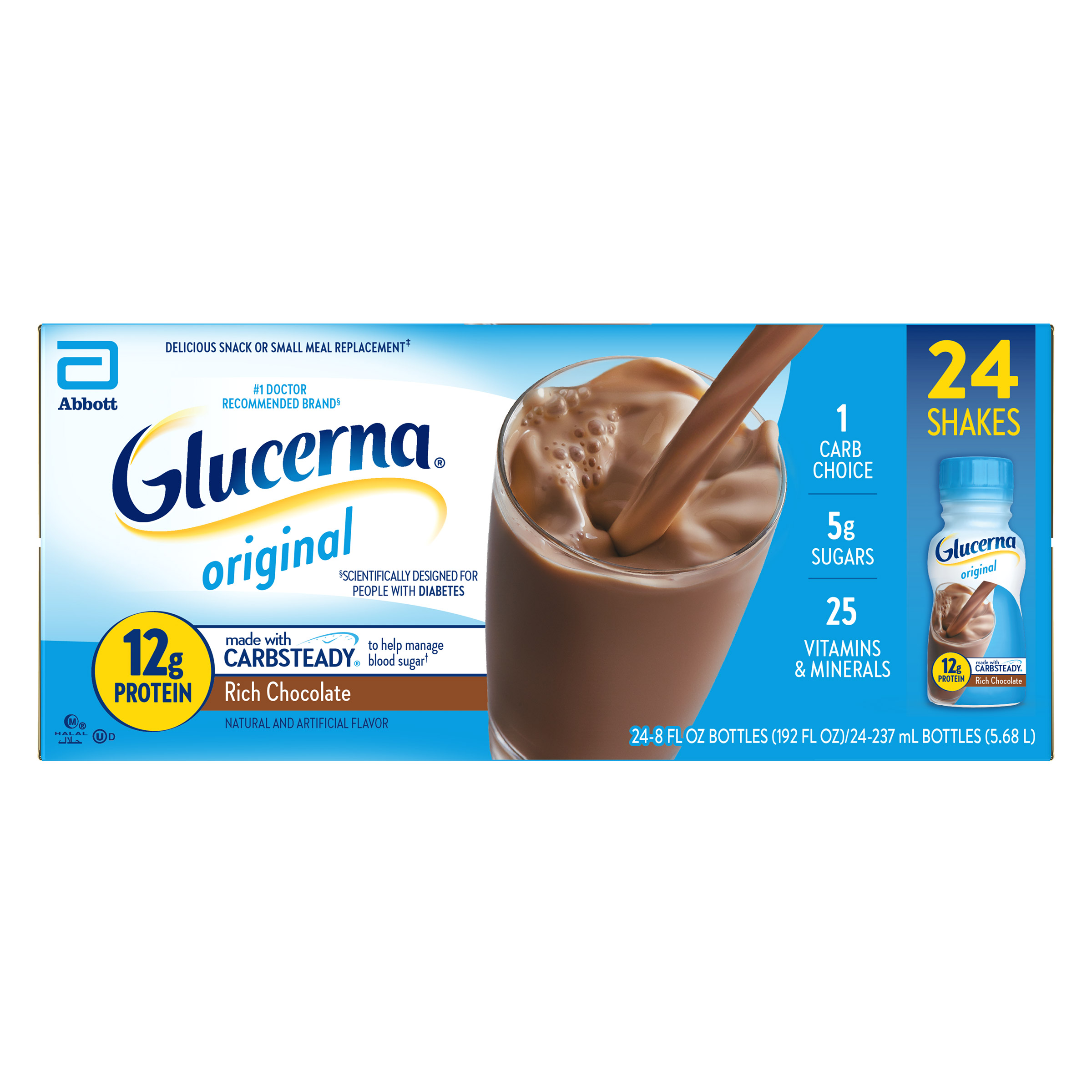 Glucerna Diabetic Nutritional Beverage, 8 Fluid oz, 24 Shakes