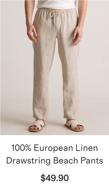 100% European Linen Drawstring Beach Pants