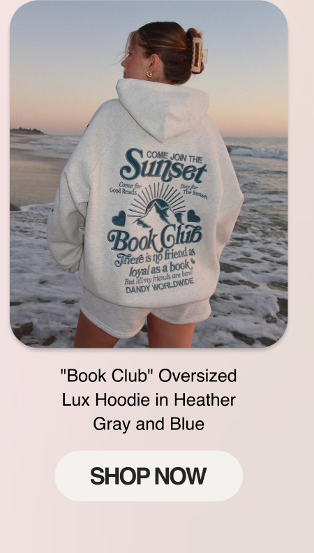 "Book Club" Oversized Lux Hoodie in Heather Gray and Blue