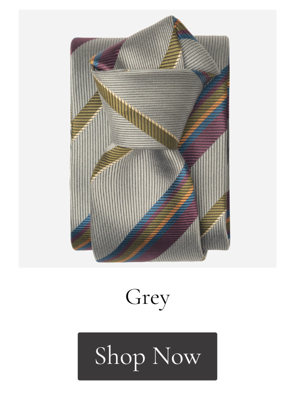 Grey striped Italian handmade silk tie