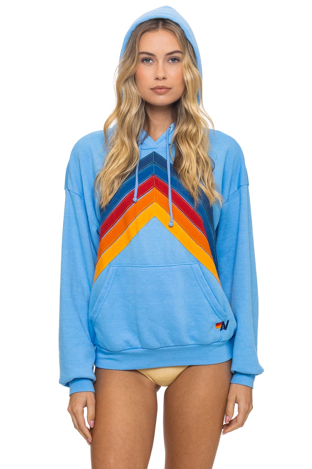 Image of MOUNTAIN STITCH CHEVRON PULLOVER HOODIE RELAXED - SKY