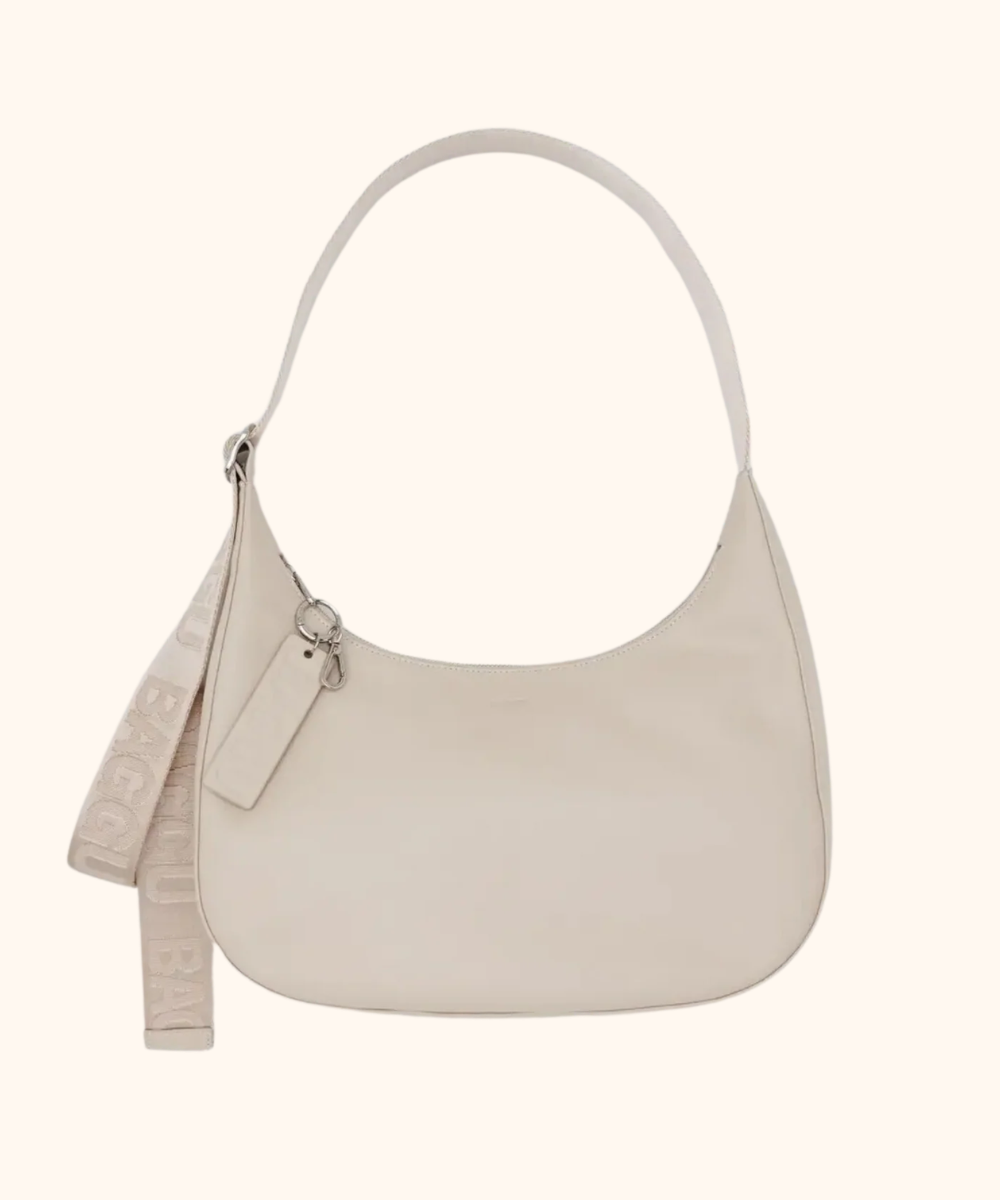 Medium Recycled Leather Crescent Bag