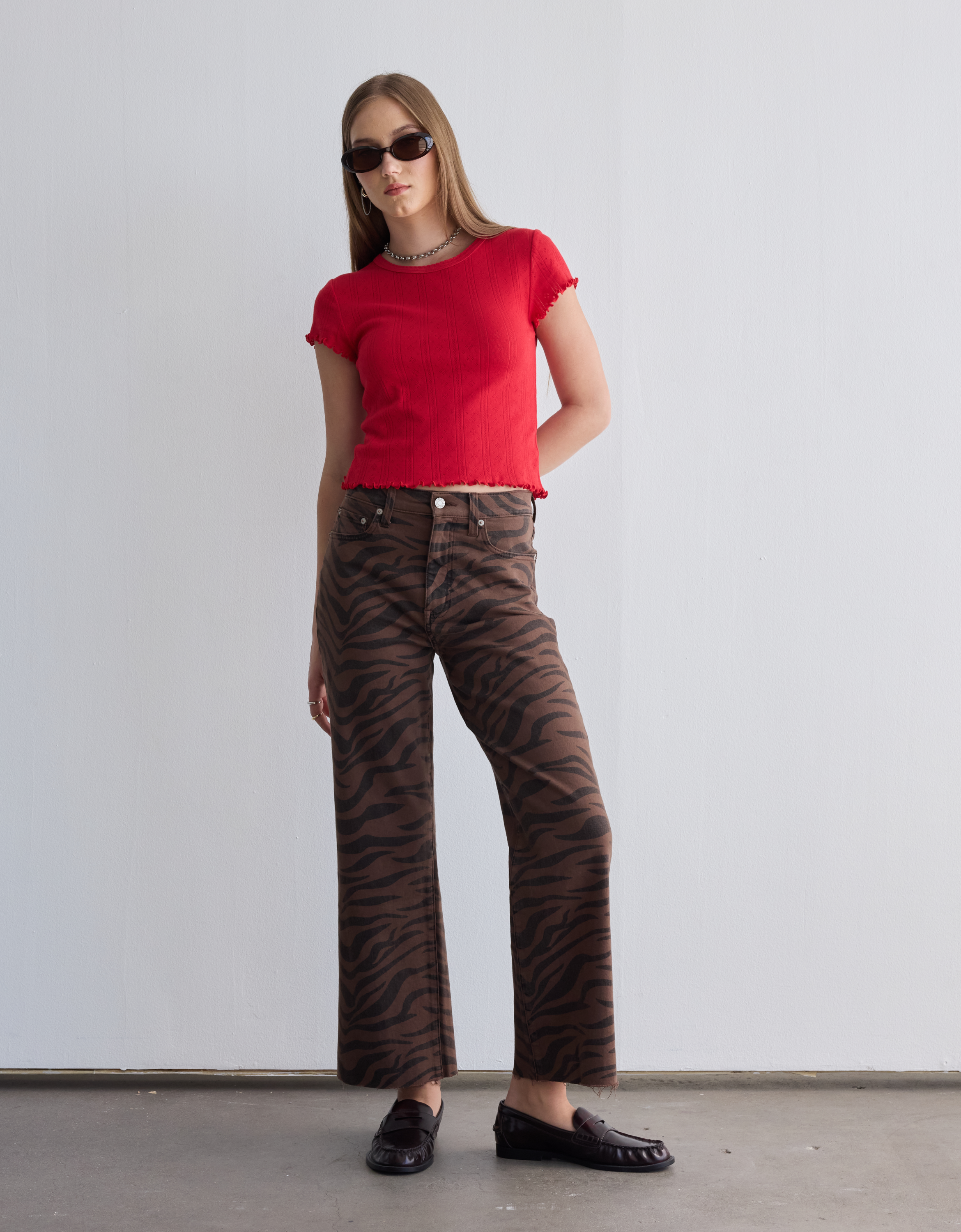 Image of Pleaser High Rise Wide Ankle in Desert Zebra