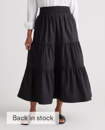 100% Organic Cotton Poplin Tiered Maxi Skirt