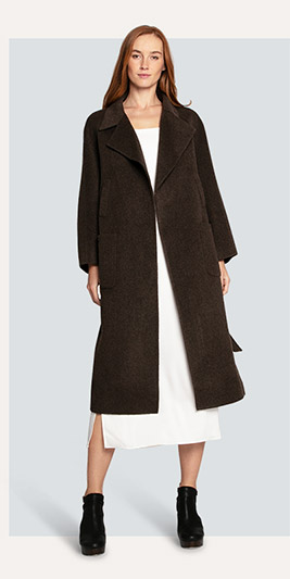 Big Girl Belted Wool Blend Coat - Brown