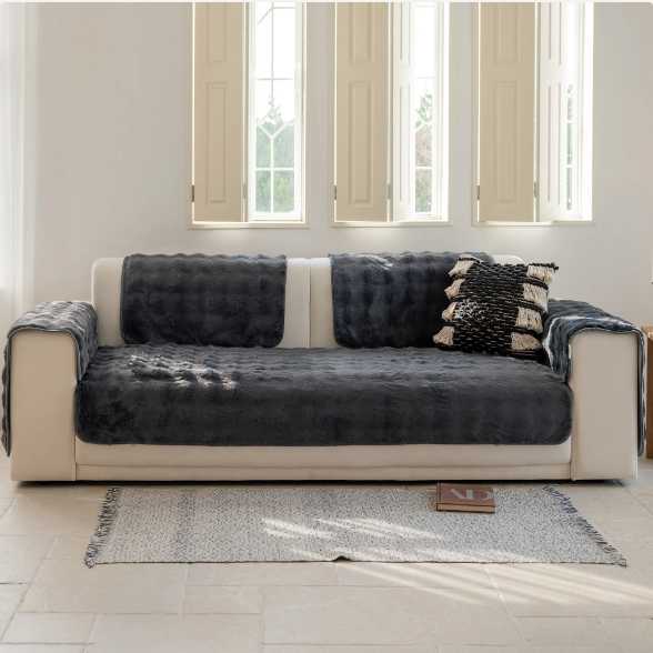 Sofa featuring the Magic Sofa Mat in dark gray Mink texture.