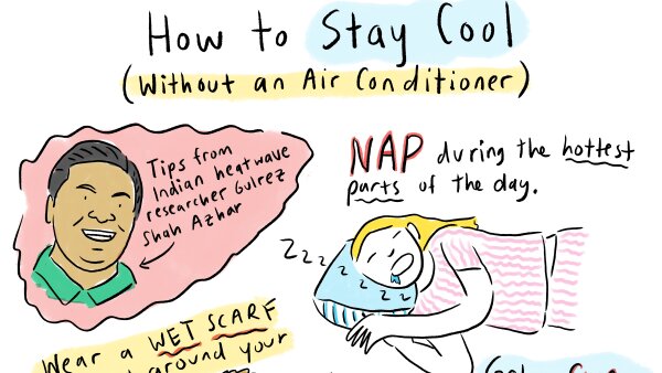 Illustration of an infographic that shows how to stay cool.
