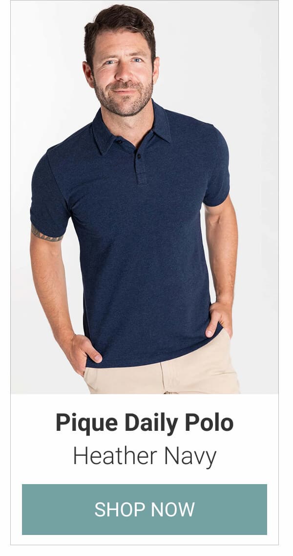 Heather Navy Pique Daily Polo