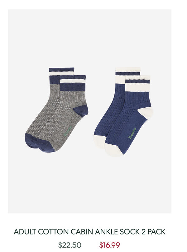 Adult Cotton Cabin Ankle Sock 2 Pack