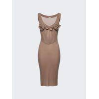 Rose Applique Dress - Beige