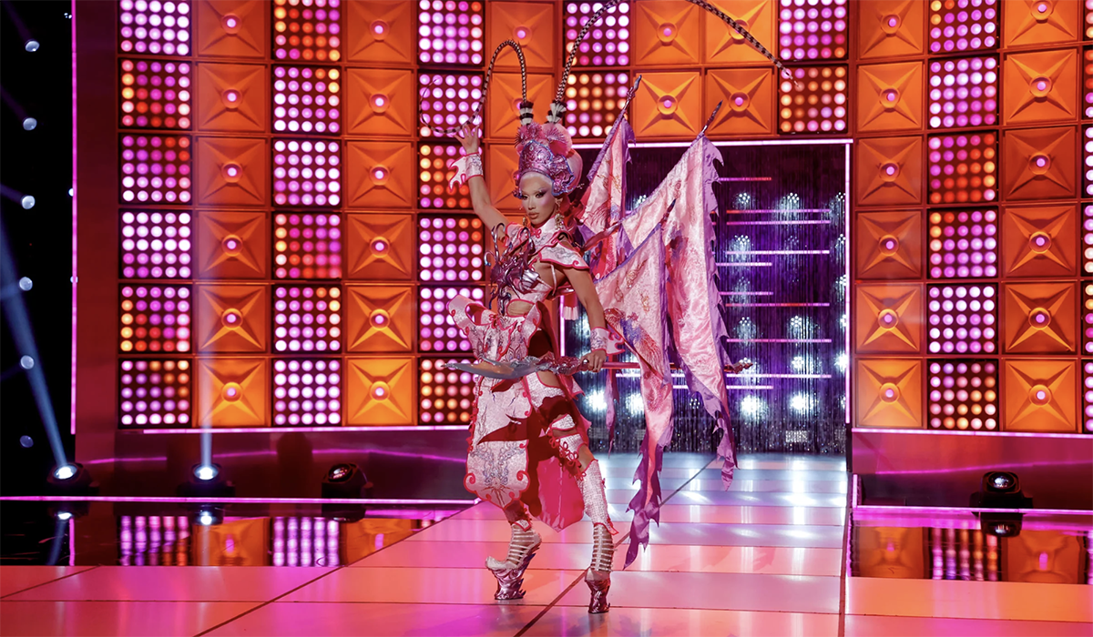 A drag queen on stage.
