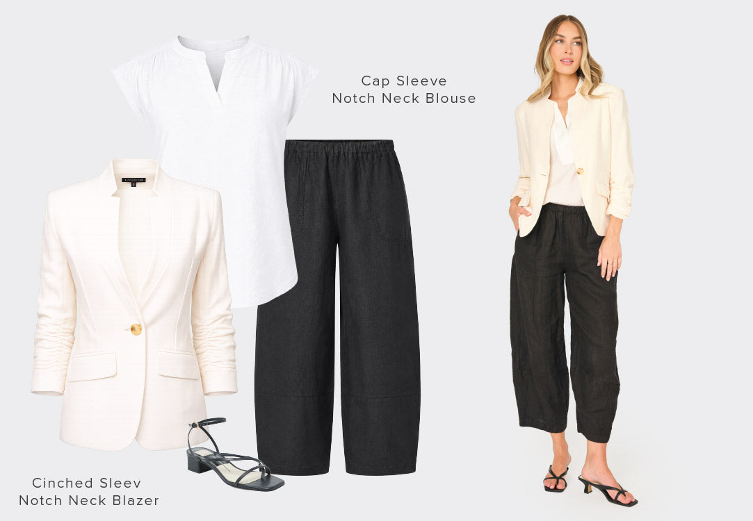 Linen Barrel Cropped Pant Black