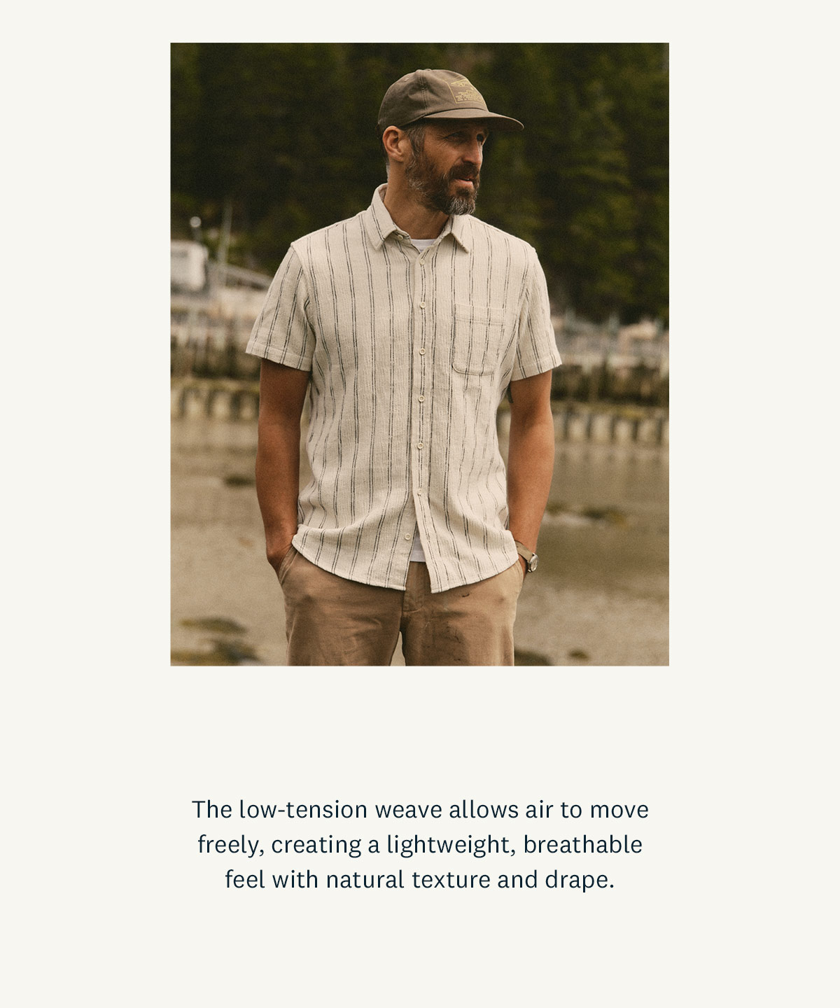 The low-tension weave allows air to move freely, creating a lightweight, breathable feel with a natural texture and drape. 