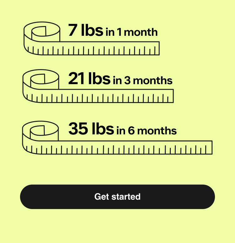 7 lbs in 1 month | 21 lbs in 3 months | 35 lbs in 6 months