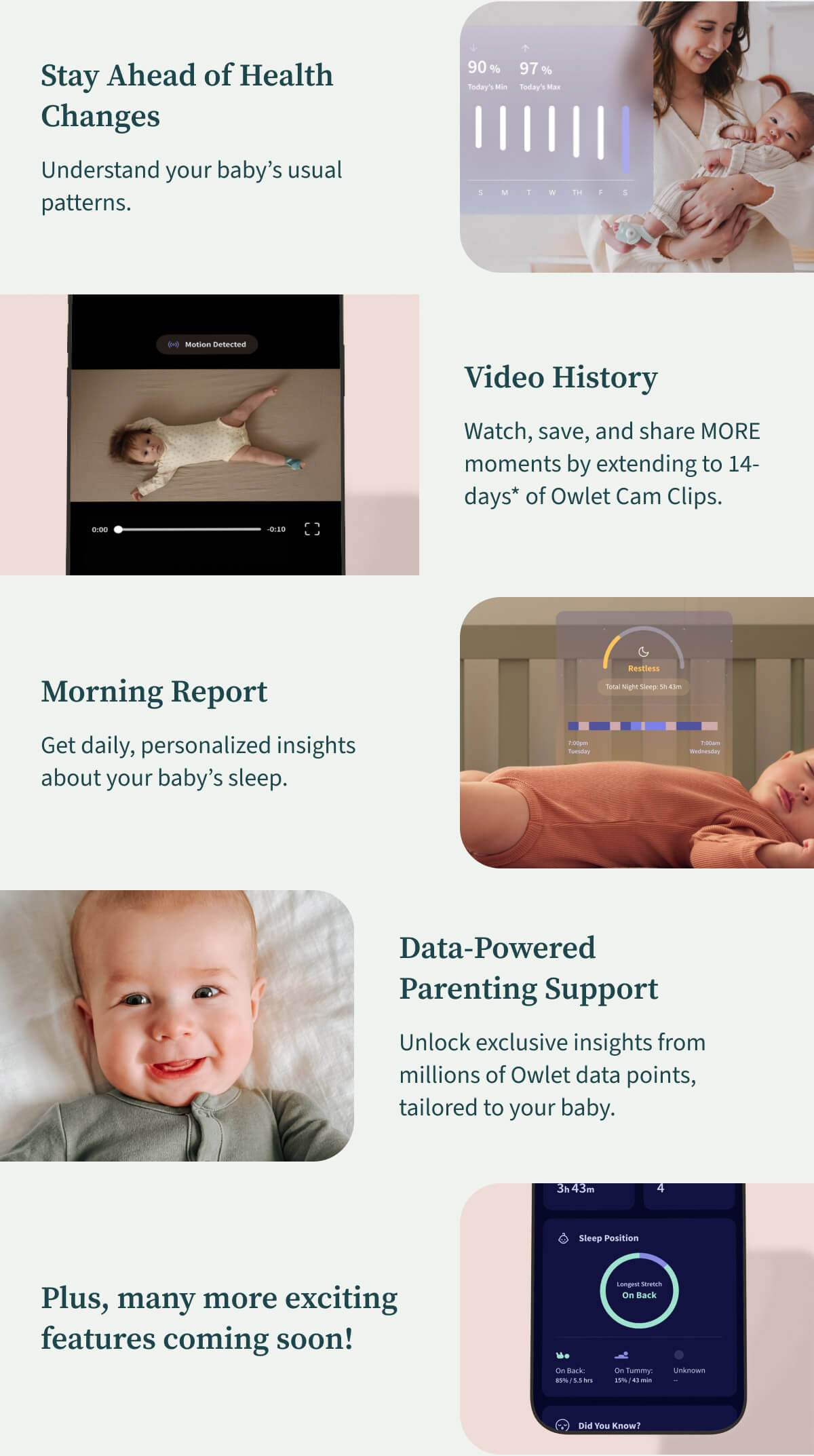 Stay Ahead of Health Changes | Comfort Temperature | Morning Report | Data-Powered Parenting Support | Plus, many more exciting features coming soon!