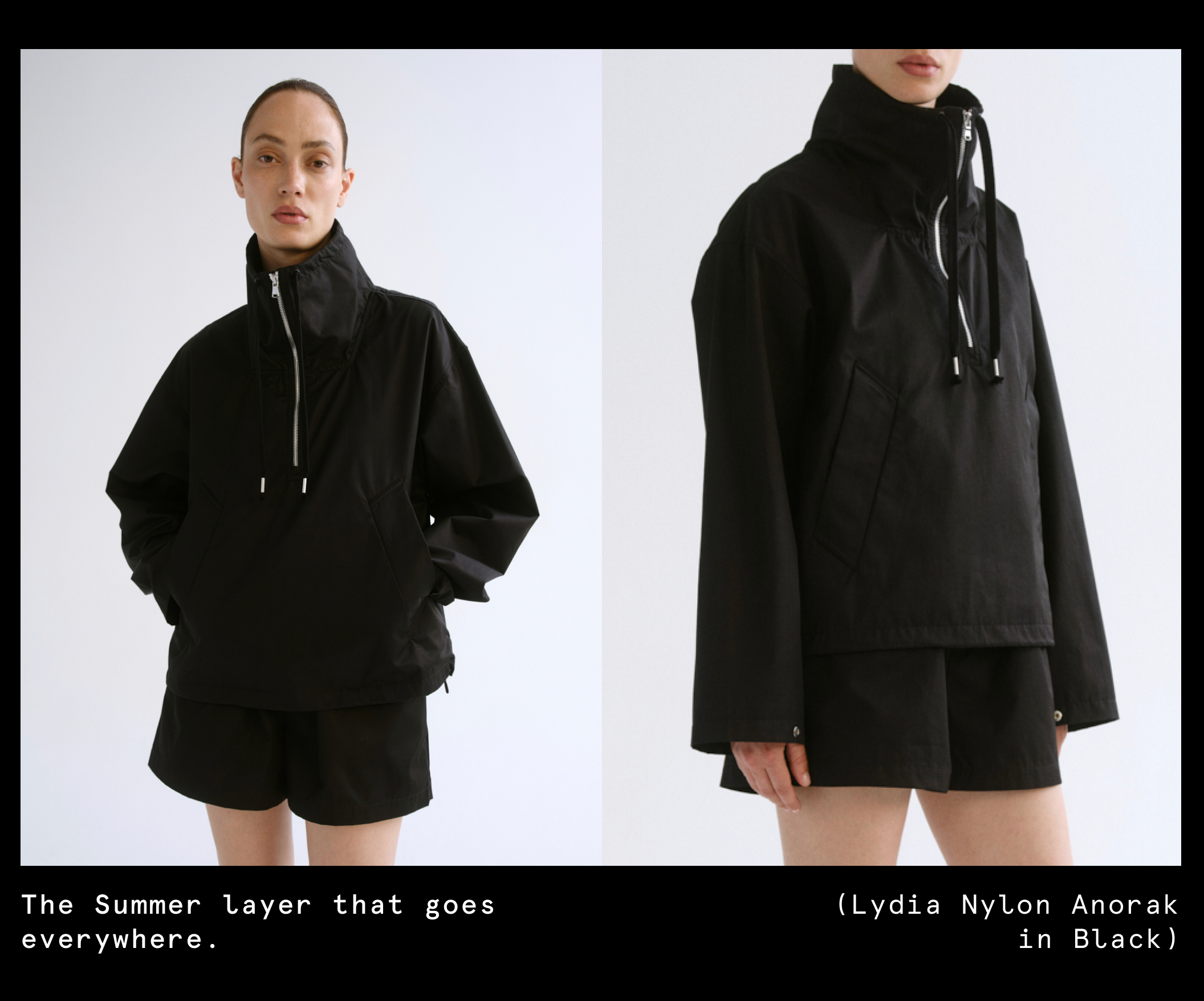 Lydia Nylon Anorak in Black
