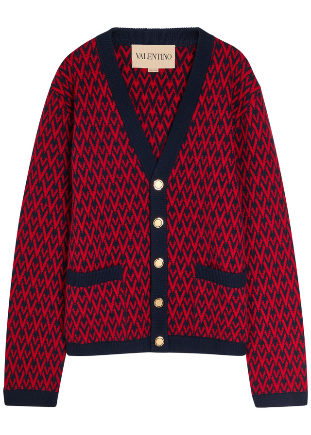 VALENTINO GARAVANI Patterned-intarsia wool cardigan