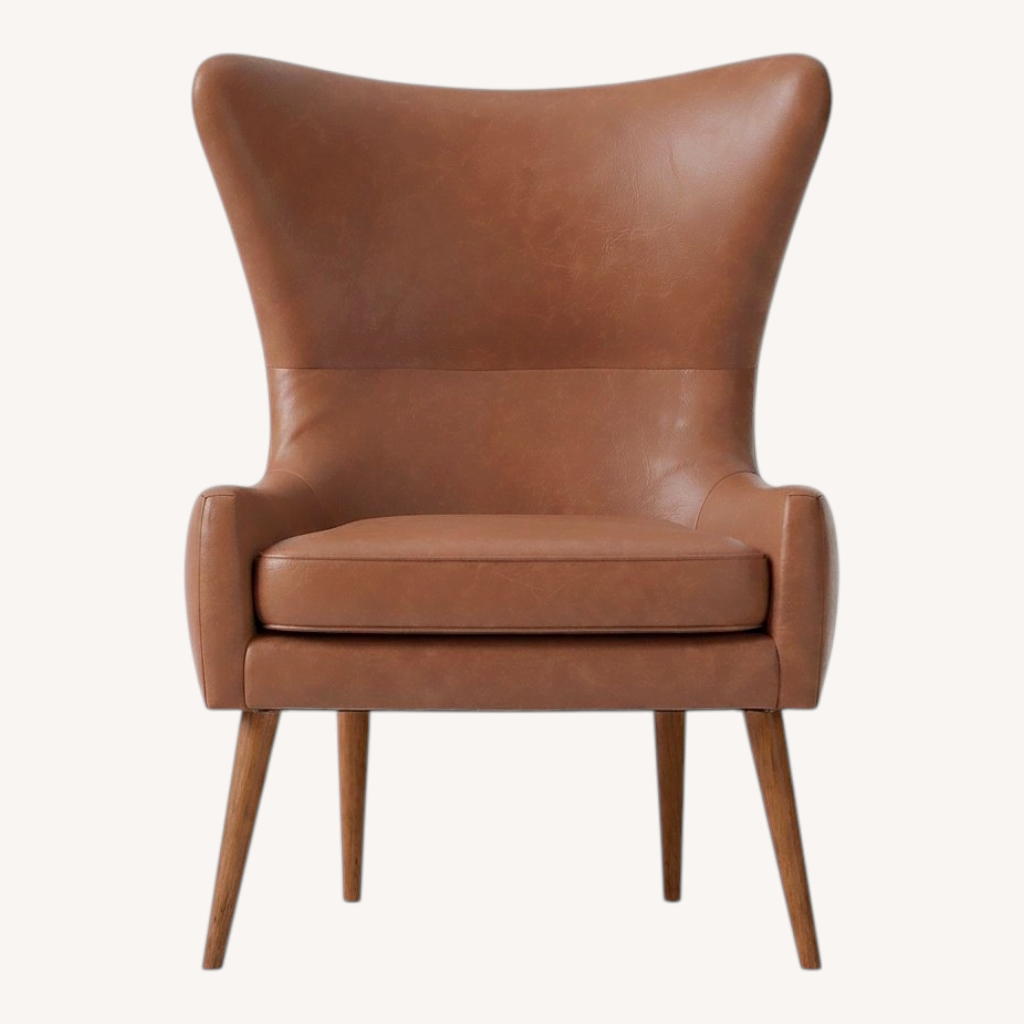 Image of West Elm Erik Leather Wing Back Armchair Cigar