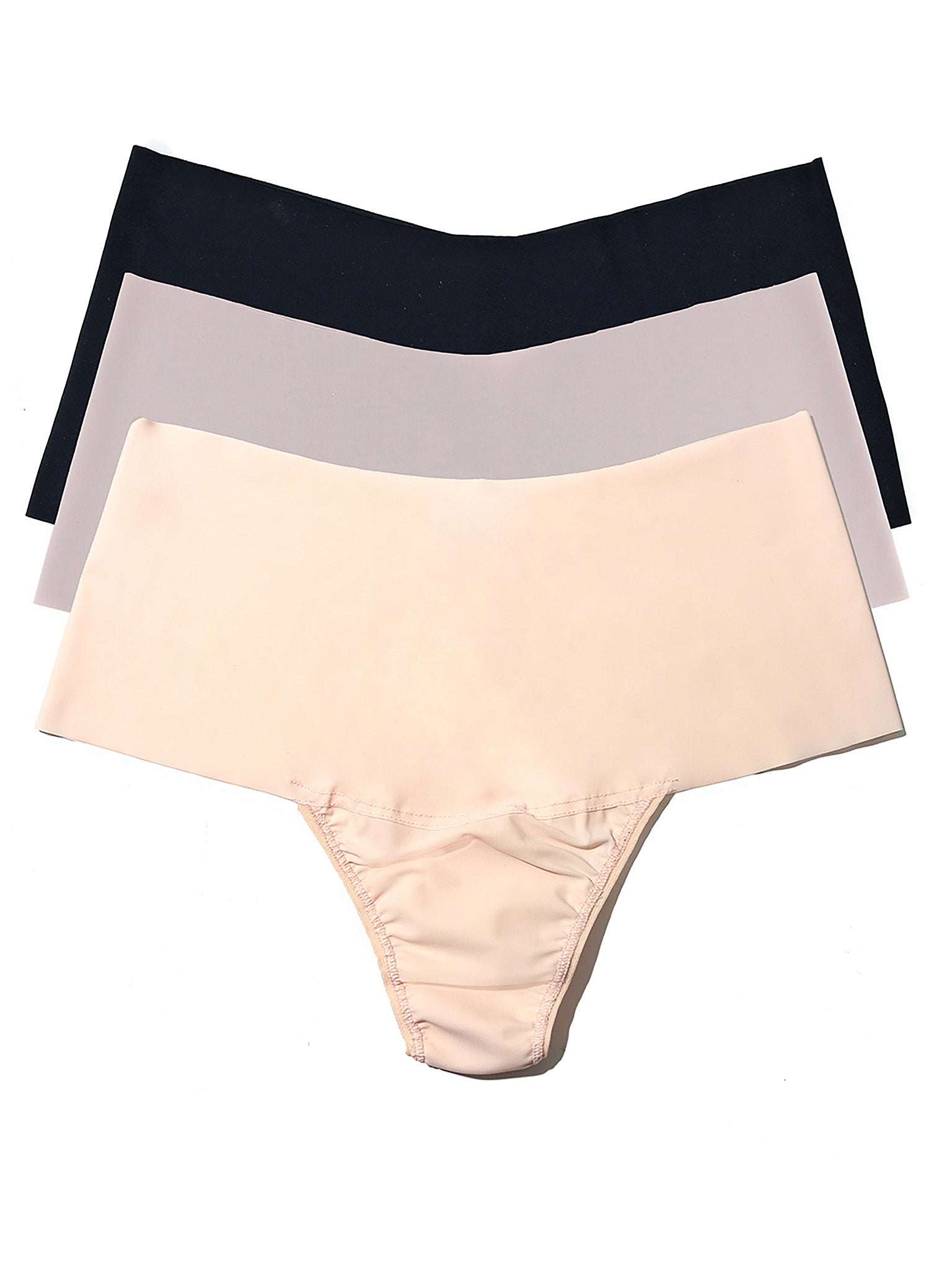 Image of BreatheSoft™ High Rise Thong 3 Pack Neutral Hues