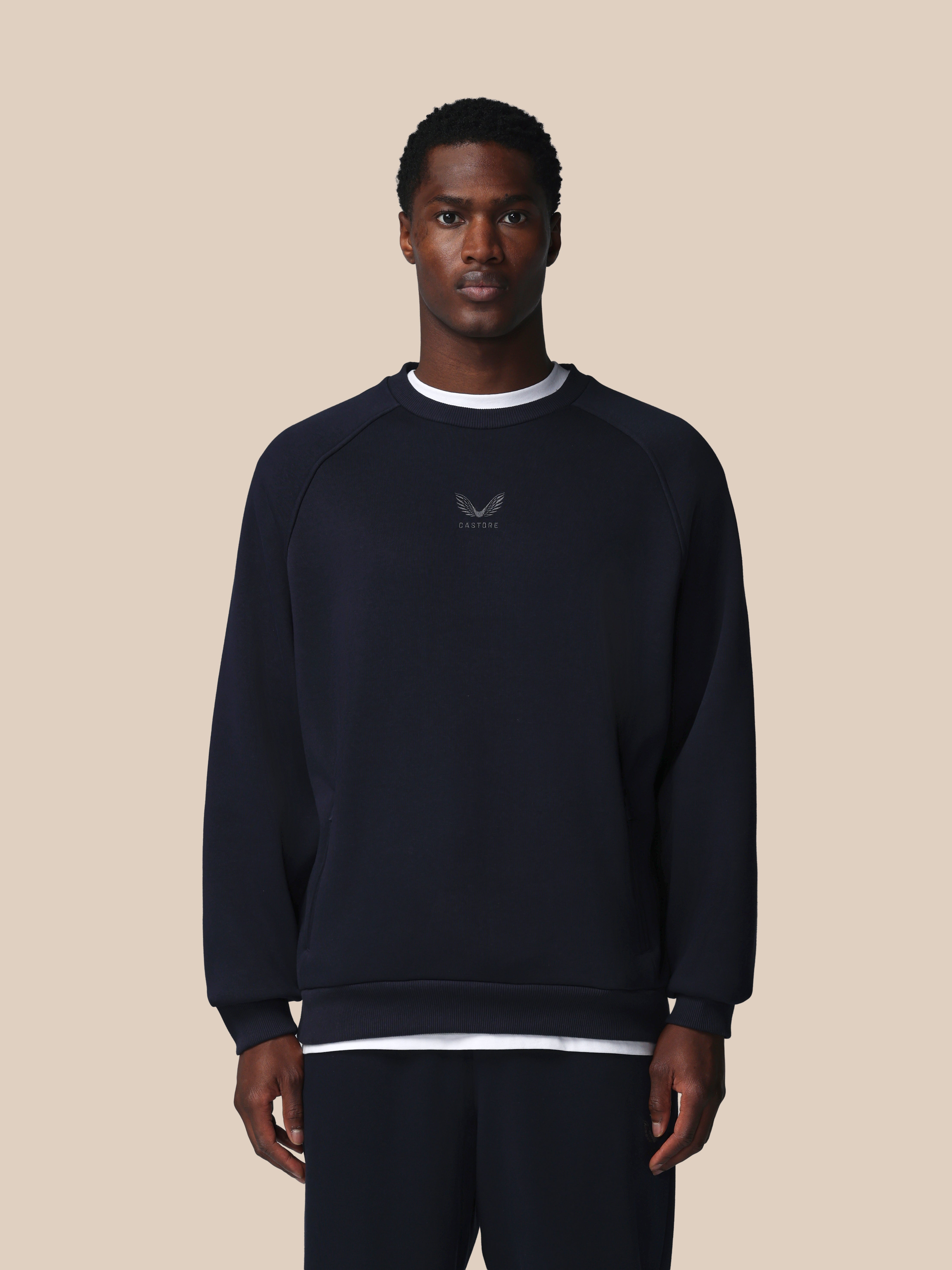Image of Men’s Adapt Cotton Fleece Long Sleeve Sweatshirt - Navy
