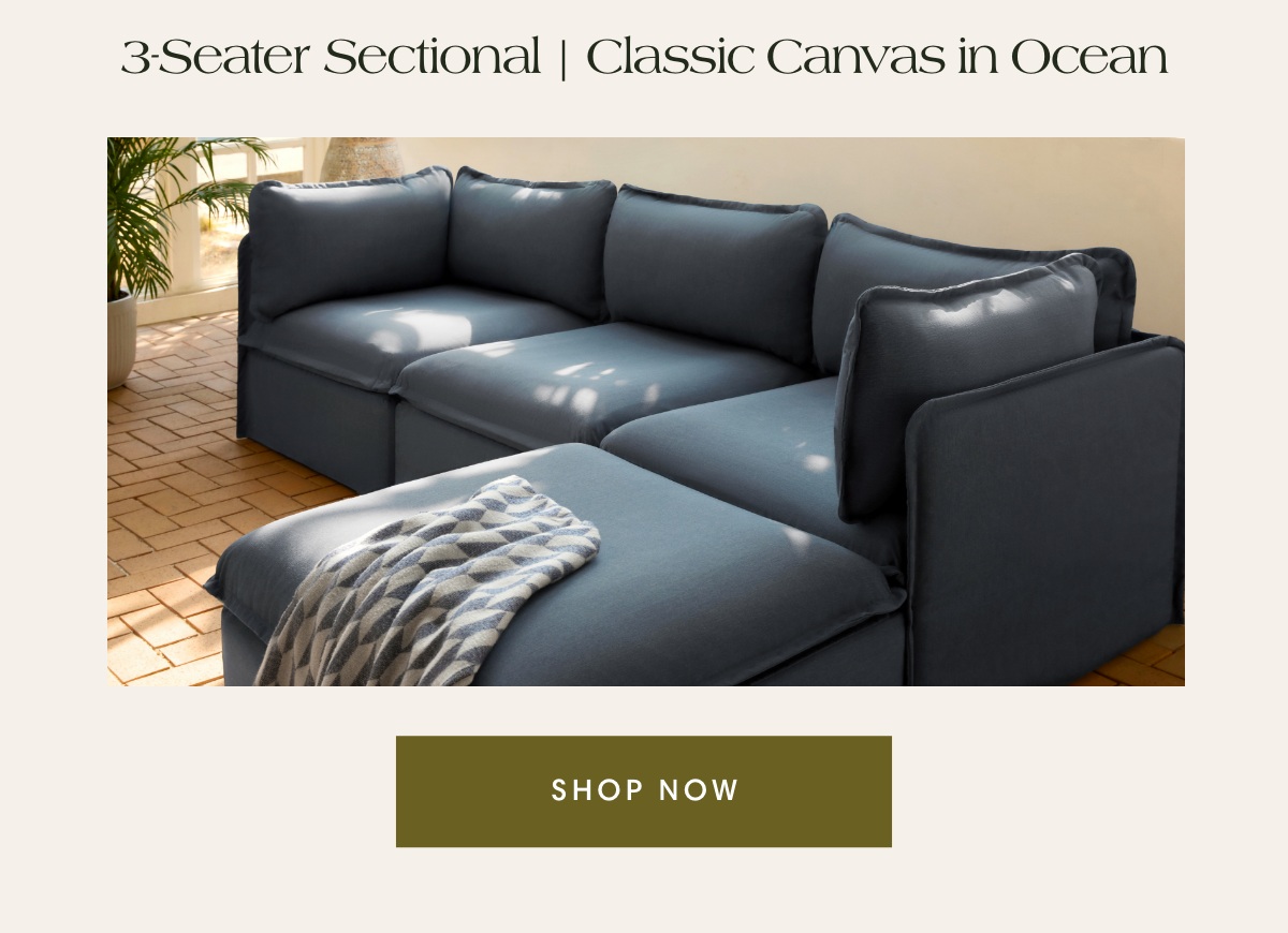 3-Seater Sectional | Classic Canvas in Ocean
