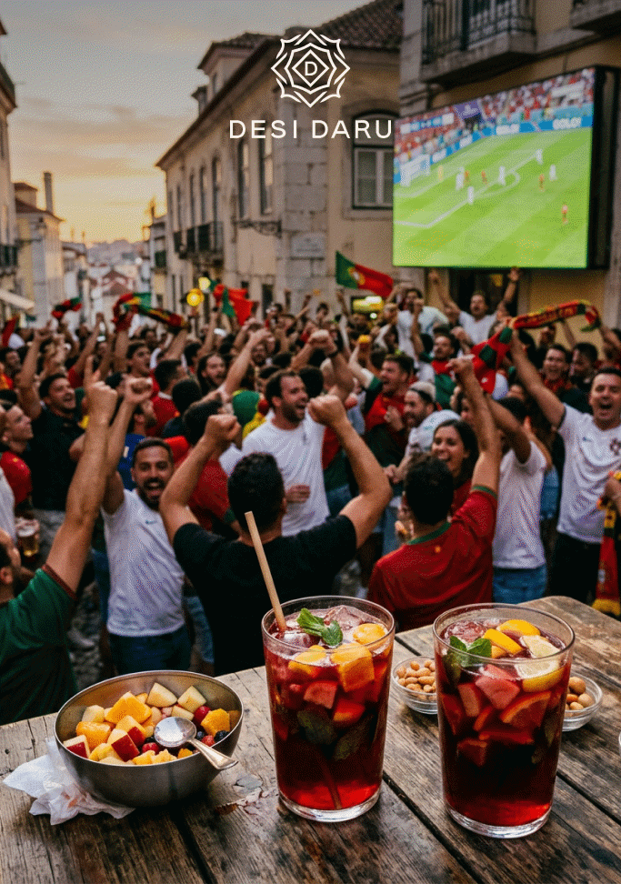 Portugal & Spain fans watching football