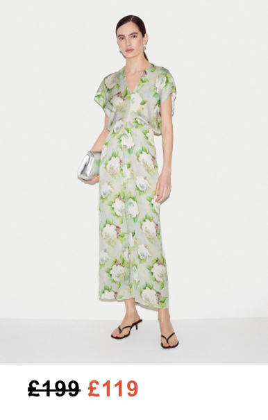 Sketch Rose Satin Midi Dress