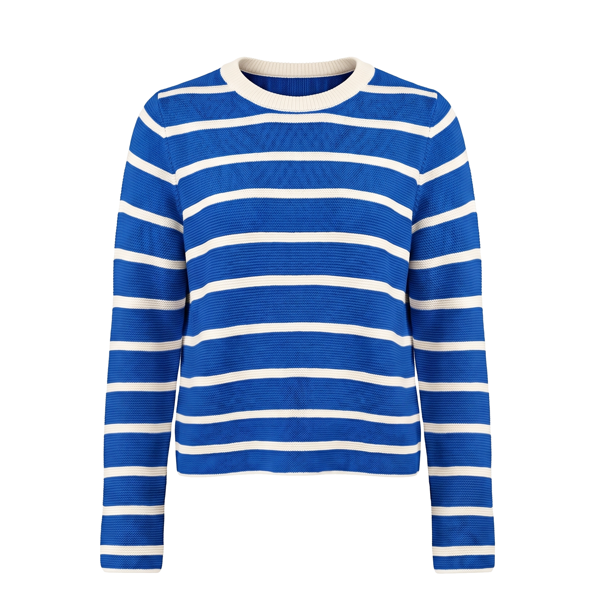 Blue and white striped sweater
