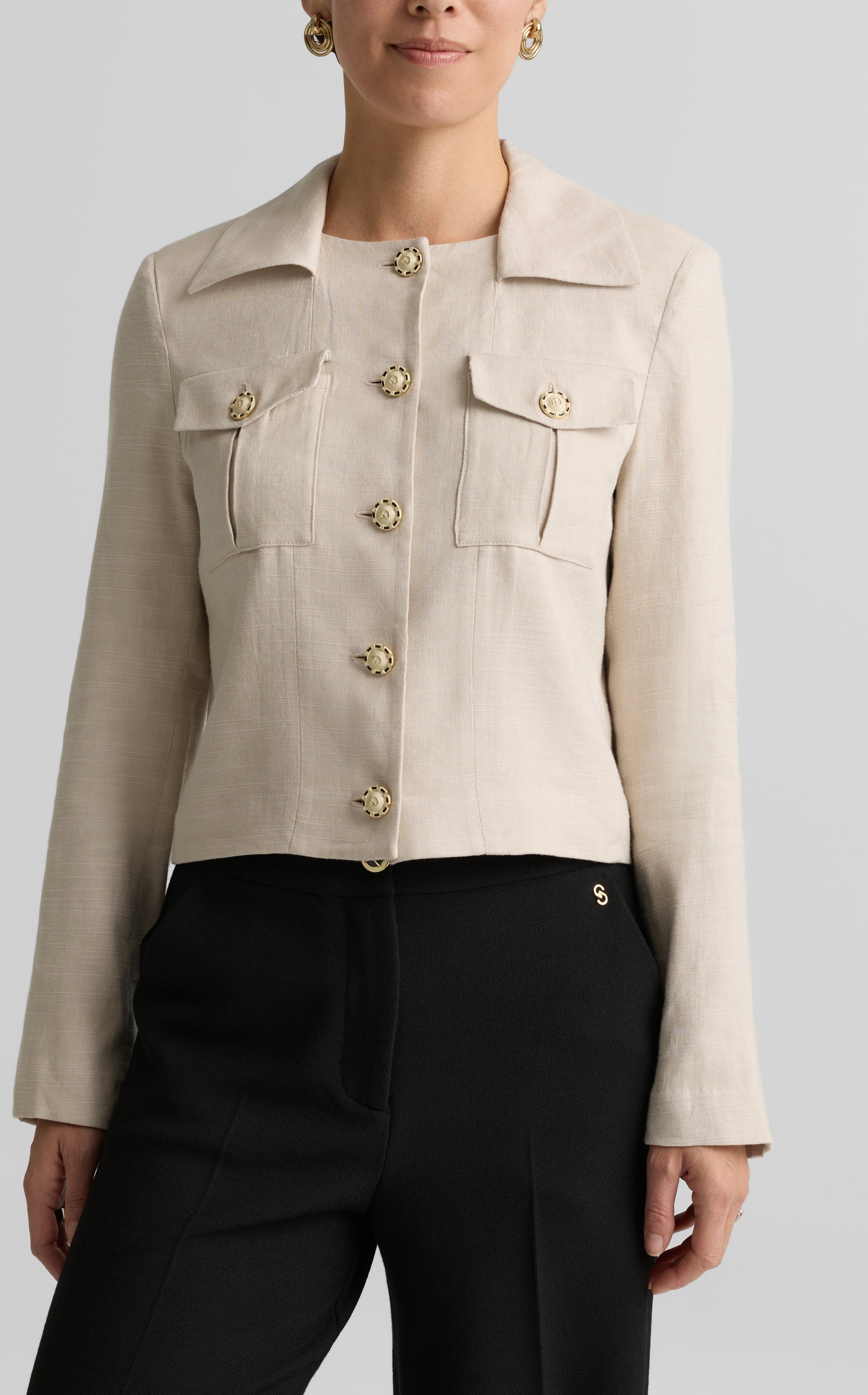 Image of Caroline Jacket In Stretch Linen Twill