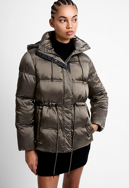 Kendra Nylon Hooded Puffer Jacket