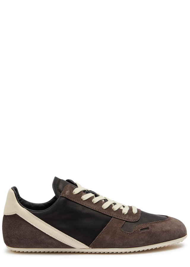 RICK OWENS Panelled suede and leather sneakers
