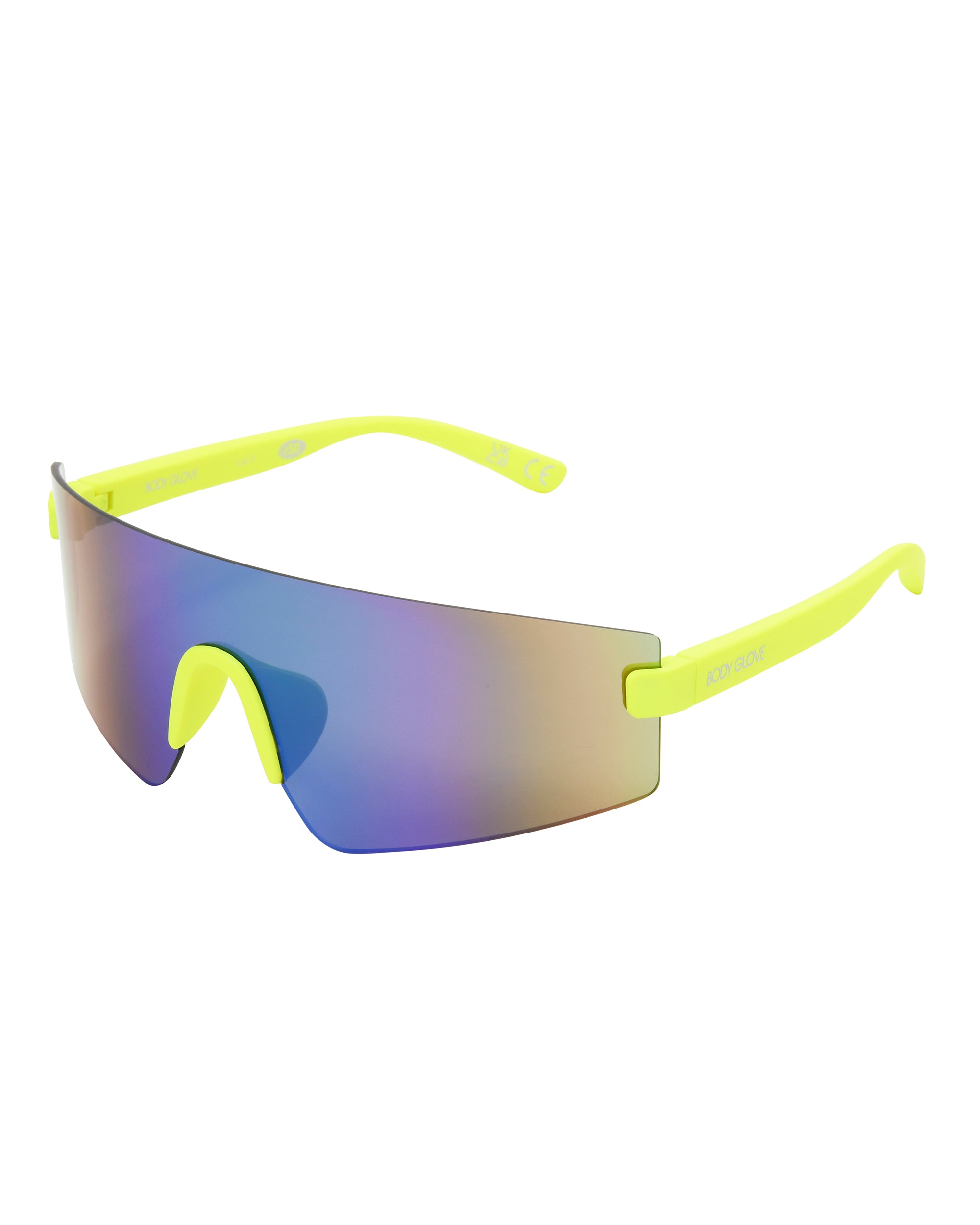 Image of Vibez Rimless Shield Sunglasses - Neon Citron