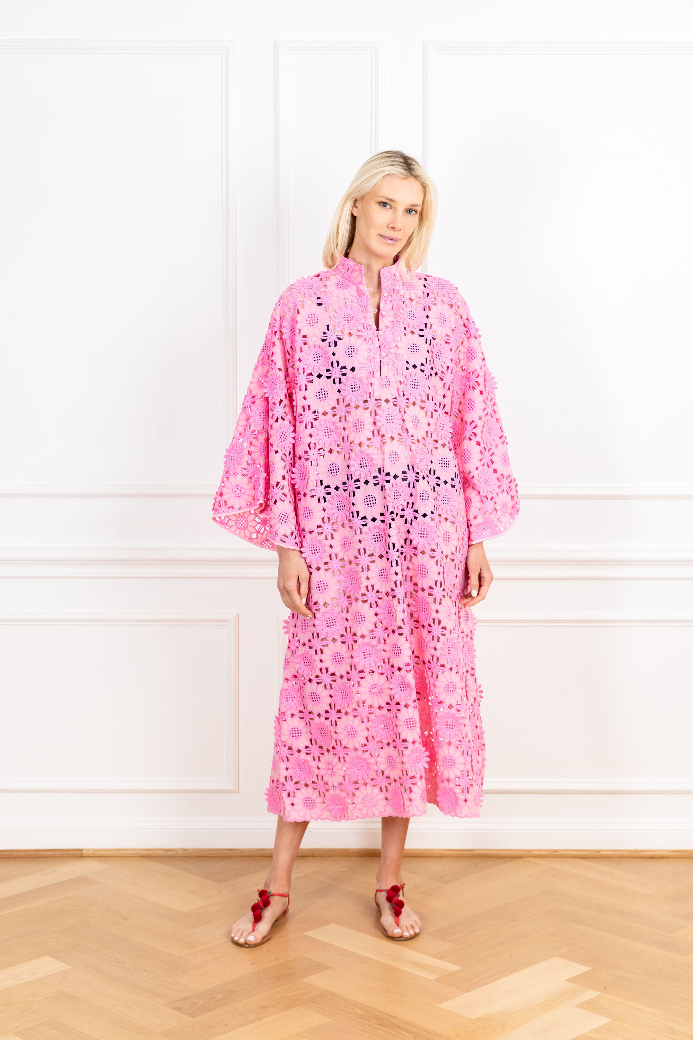 Image of Cherry Blossom Lace Maxi Caftan