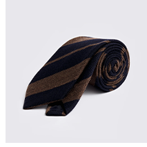 Italian Navy & Copper Wool Stripe Tie