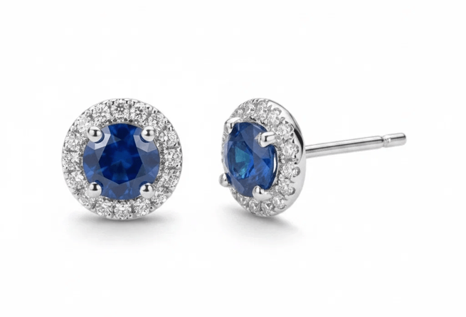 Sapphire & Diamond halo studs