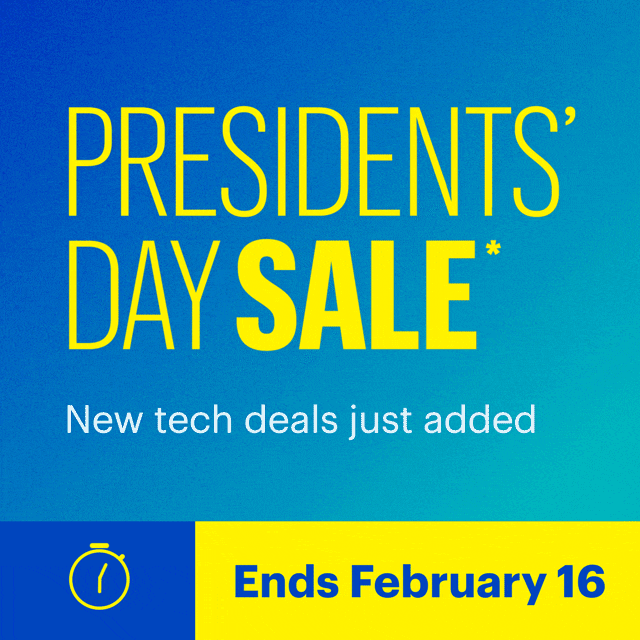 Presidents’ Day Sale. New tech deals just added. Ends February 16. Shop now. Reference disclaimer.