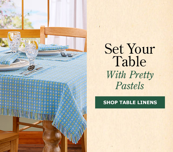 Set Your Table With Pretty Pastels. Shop Table Linens. Mountain Weave Cotton Tablecloth