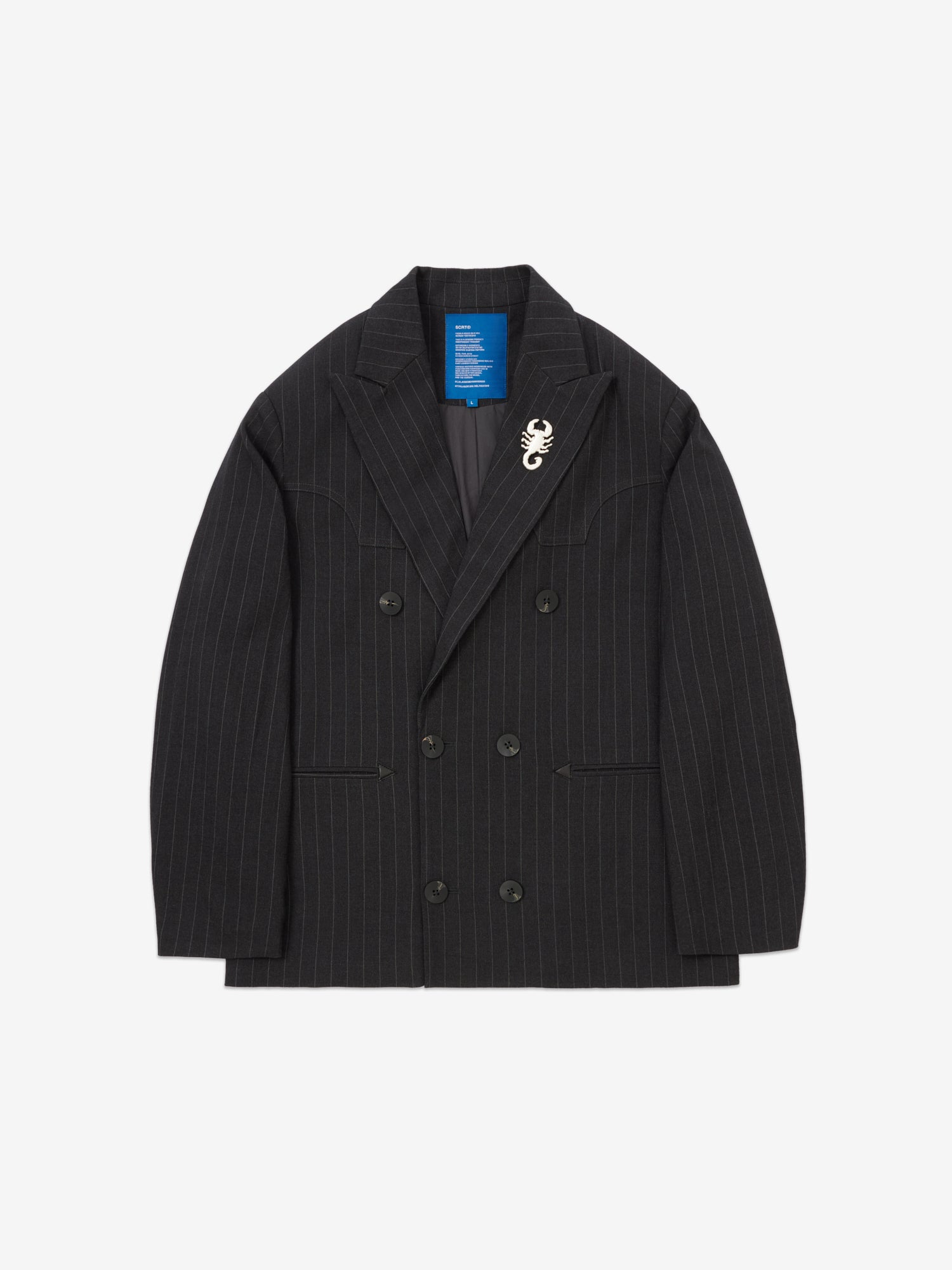Image of Travis Double Breasted Suit Jacket - Pinstripe