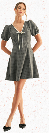 Betsy Polka Dot Contrast Bow Mini Dress