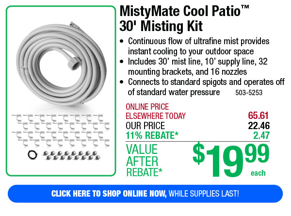 MistyMate Cool Patio™ 30' Misting Kit - Free Shipping To Store!