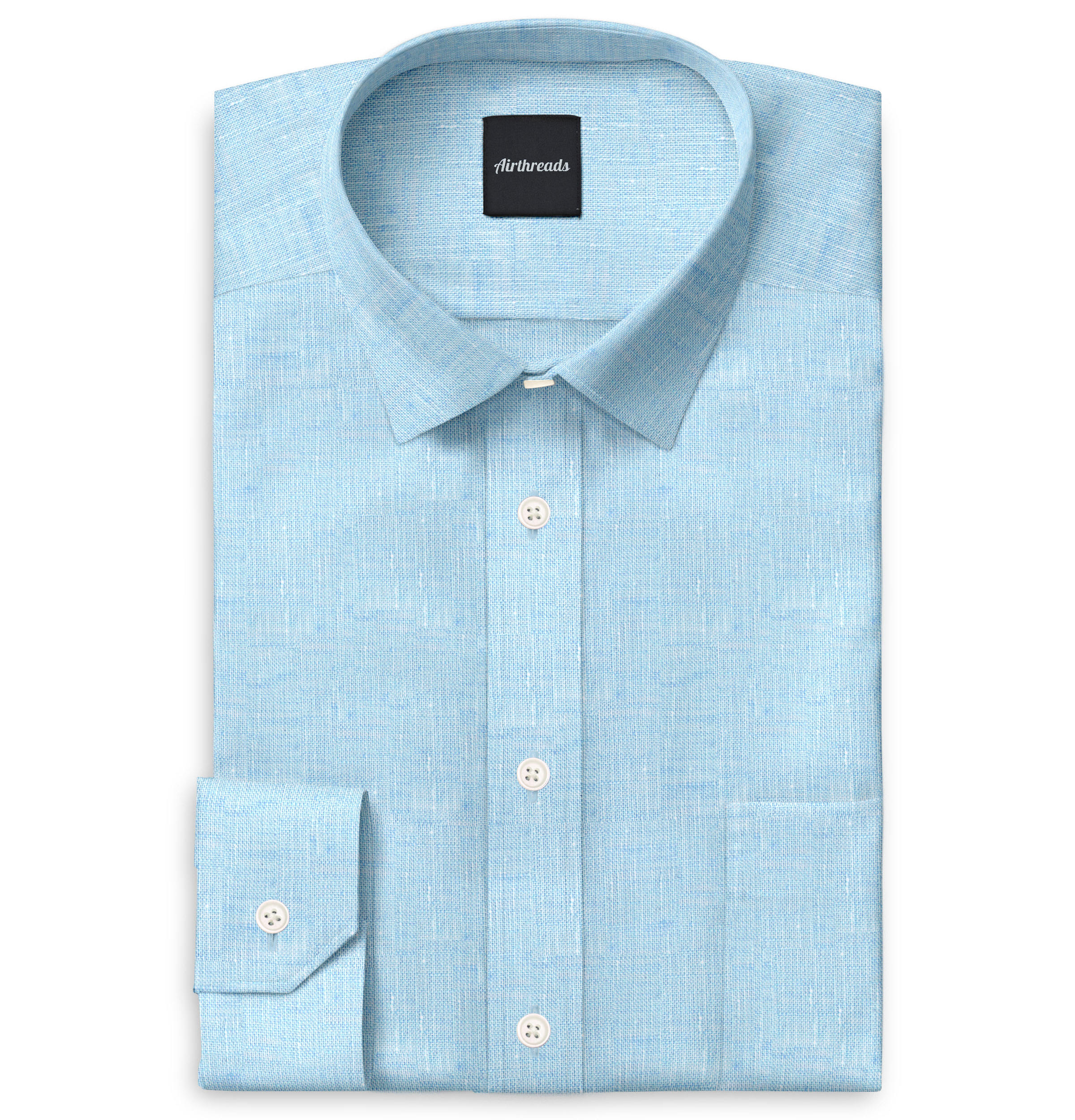 Image of Long Sleeve Linen Shirt in Sky Blue