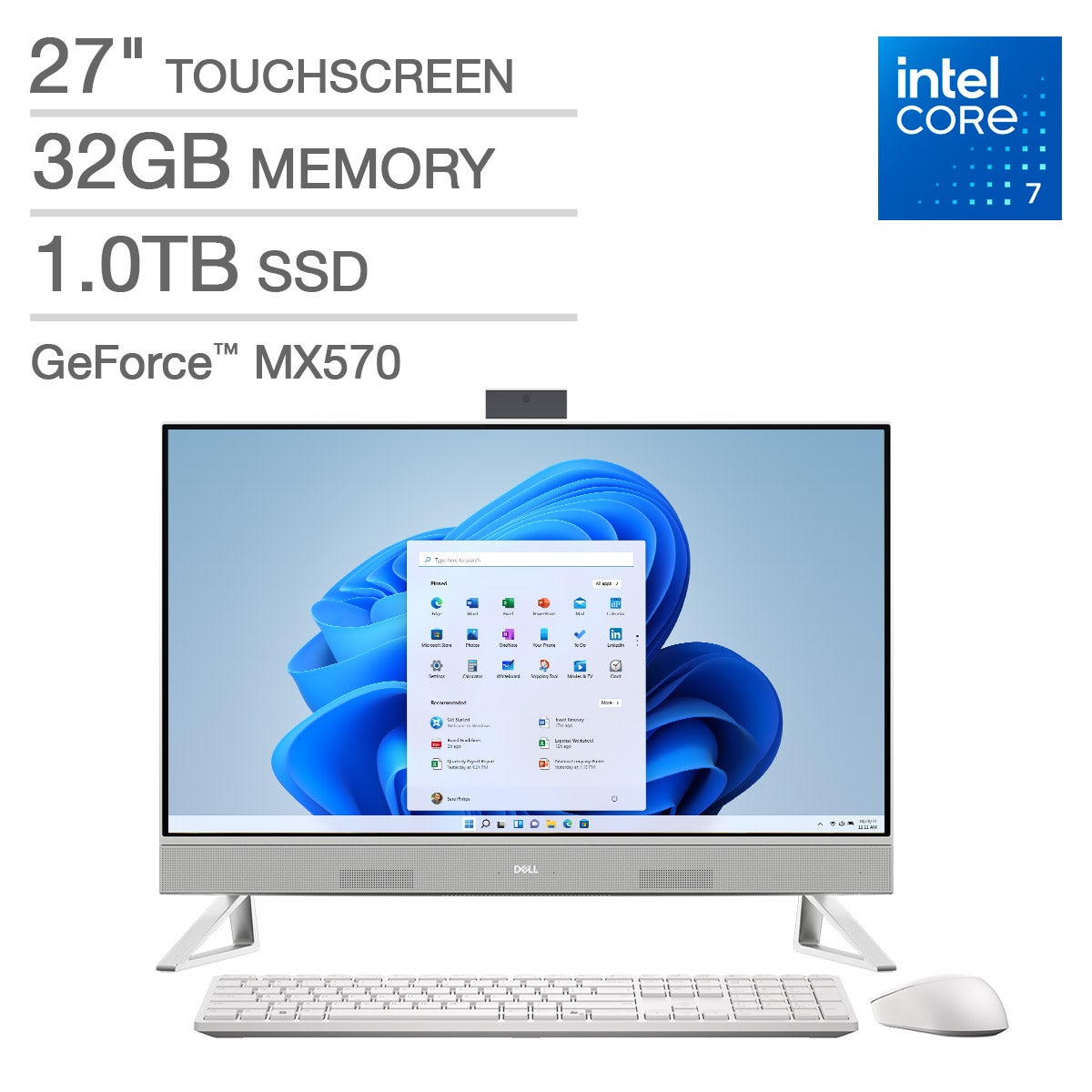 Dell All-in-One 27-inch Desktop with Intel Core 7 Processor and NVIDIA GeForce MX570A Graphics