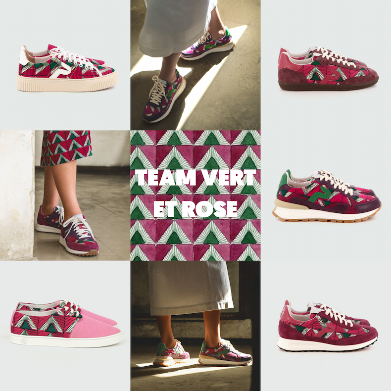 Motifs wax vert et rose