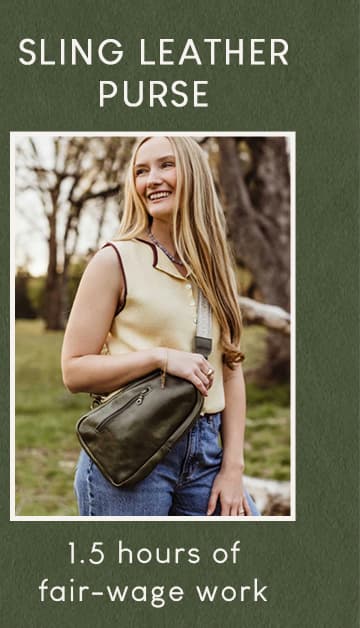 Sling Leather Crossbody Purse in Sage