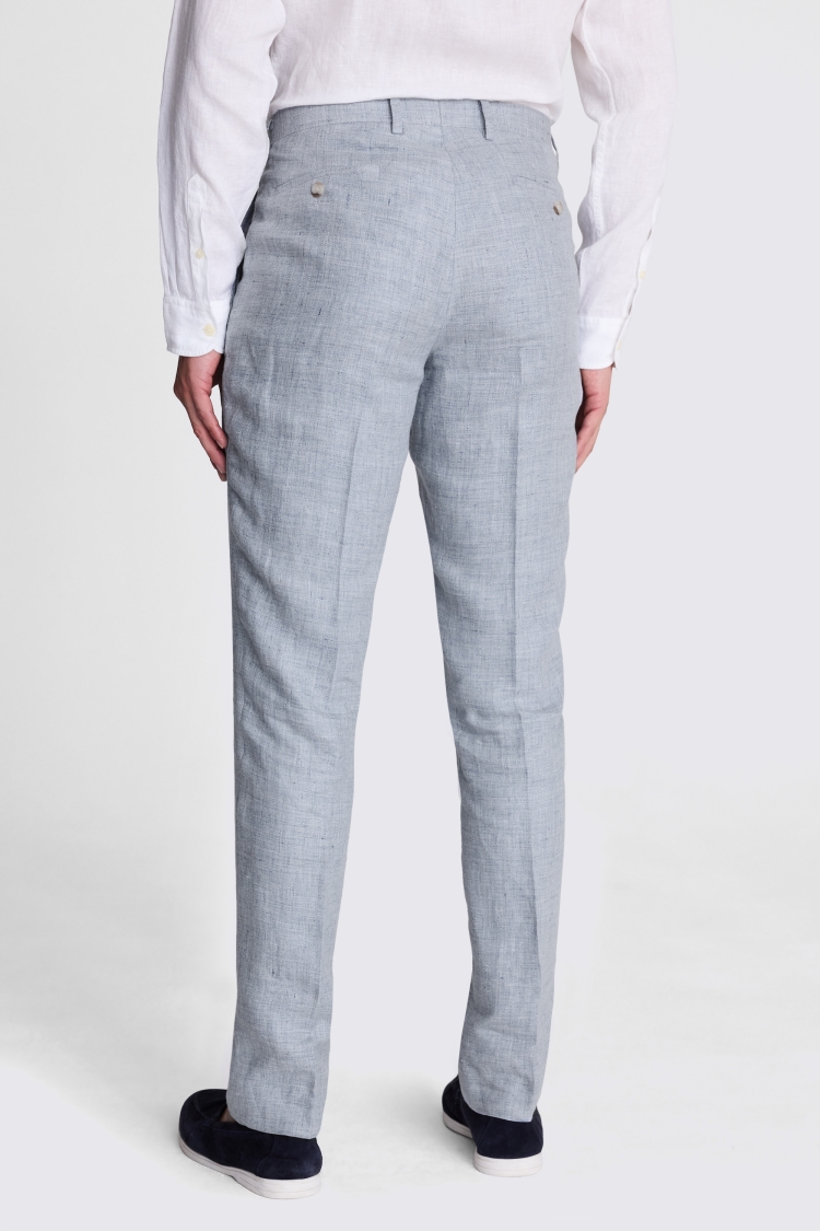 Tailored Fit Blue Linen Trousers