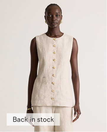 100% European Linen Longline Vest