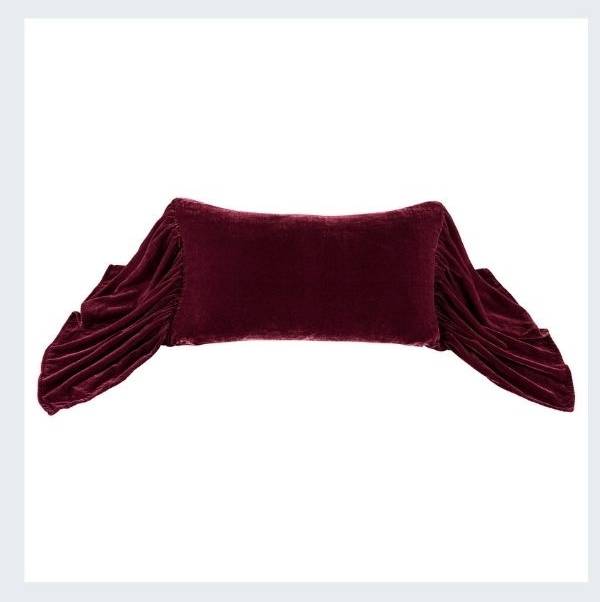 Stella Faux Silk Velvet Long Ruffled Pillow