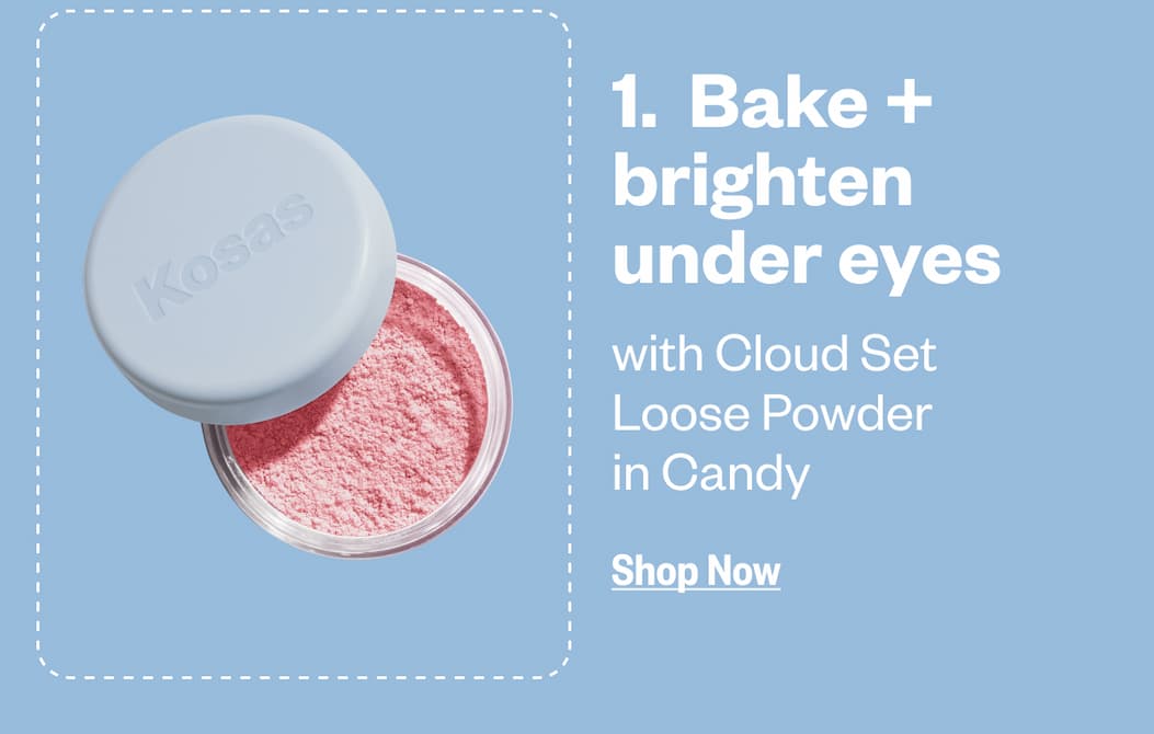  Bake + brighten under eyes with Cloud Set Loose Powder in Candy