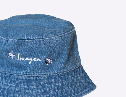 Personalised Seashell Denim Bucket Hat